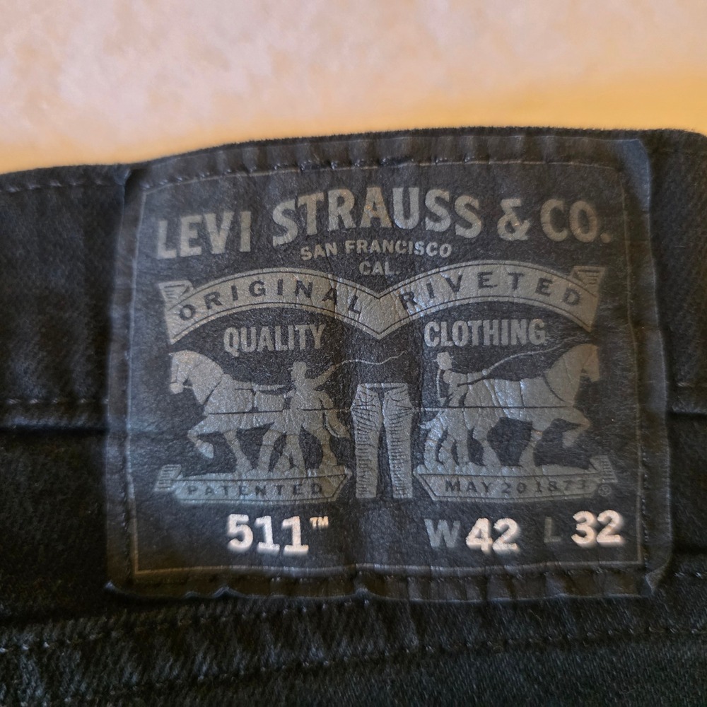 Levis 511 Slim Fit Black Denim Jeans Mens 42x32 04511-4406 - Picture 3 of 10